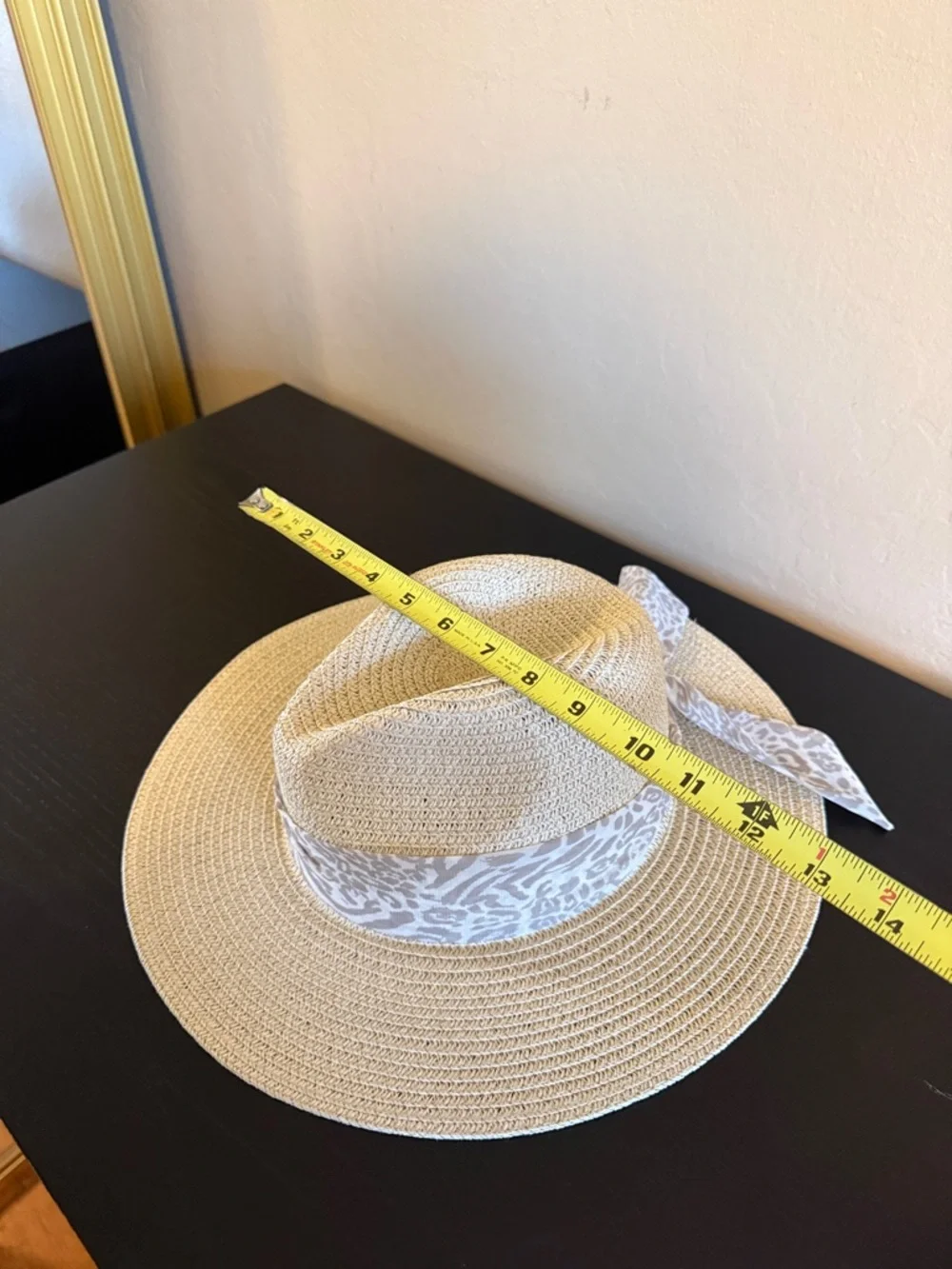 Vince Camuto Women’s Natural Sun Hat Animal Print Scarf Band NEW